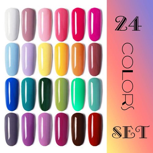 Vishine Gel Nail Polish 24 Colors Set Soak Off Gel Nail Polish Kit Nail Art Manicure Pedicure New Starter Pretty Color Collection Gift Set 8ml