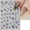 4 Sheets Holographic Laser Black Butterfly Nail Stickers,Y2K Luxury Aurora Butterflies Star Nail Art Stickers 3D Sun Moon Flame Heart Nail Decals for Women Nail Decor Nail Designs Nail Accessories