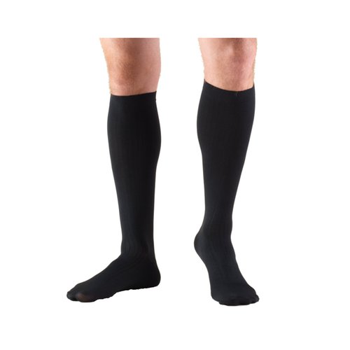 Truform Compression Socks, 8-15 mmHg, Men's Dress Socks, Knee High Over Calf Length, Black, Medium