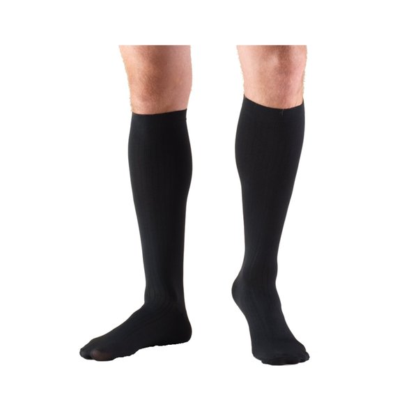 Truform Compression Socks, 8-15 mmHg, Men's Dress Socks, Knee High Over Calf Length, Black, Medium