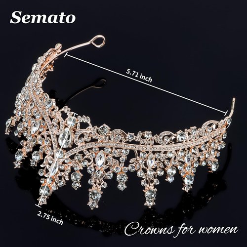 Semato Birthday Crowns and Birthday Queen Sash Glitter Kit for Women and Girls Birthday Decorations Crown Sash Happy Birthday Girl Tiara Princess Birthday Party Supplies and Favors (Rose gold)