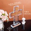 YWHL 50th Wedding Anniversary Religious Cross Gifts for Parents, Laser Engraved Glass Standing Cross Keepsake for Couple, 50 Years of Marriage Cross Present