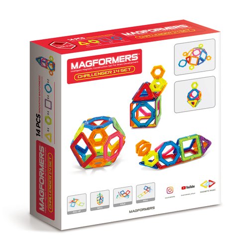 Magformers Challenger 14-Piece Set | Magnetic Tiles Building Blocks, Educational Kit, STEM Toy Set | Magnetic Building Tiles for Kids to Develop Problem-Solving Abilities and Shape Recognition