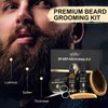 POP MODERN.C Beard Growth Kit Beard Grooming Kit 6pcs Beard Wash Shampoo Beard Oil Beard Balm Beard Comb Brush Scissors Best Gift for Men for Valentine's Day Christmas Father's Day Birthdays