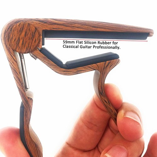 WINGO Classical Flat Guitar Capo for Nylon String Guitars-Rosewood Finish with 5 Picks.