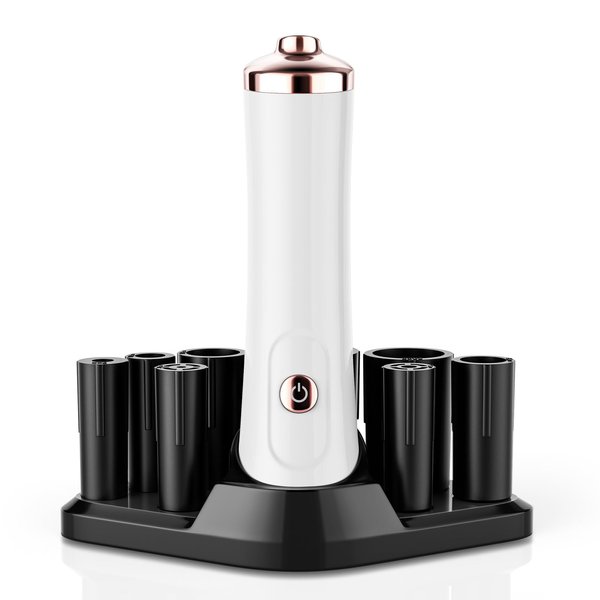 Nail Polish Mixer Glue Shaker with 2 Connectors and 8 Caliber, Must Have Tech Tool with Min Fan For Nail, White