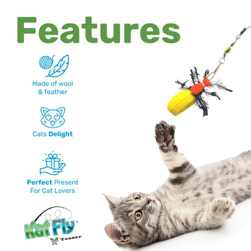 Cat Toy Teaser Wand Refill - Beetle Katfly Teaser Attachment - Yellow