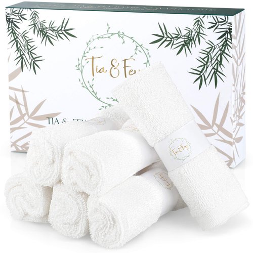 Tia & Fey Face Cloth Soft Wash Cloths for Face Set of 6 Face Towel Gentle on Sensitive Skin Women Makeup Remover Reusable Washcloths 10 x 10 (Grey)