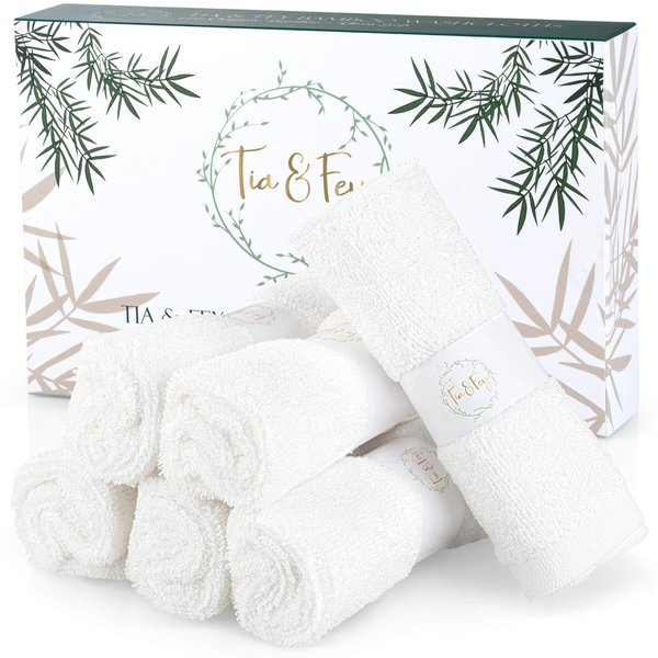 Tia & Fey Face Cloth Soft Wash Cloths for Face Set of 6 Face Towel Gentle on Sensitive Skin Women Makeup Remover Reusable Washcloths 10 x 10 (Grey)