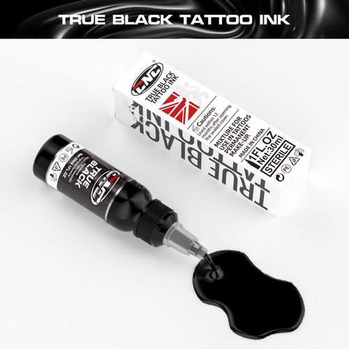 Black Tattoo Ink 1oz (30ml) USA Standard Pigment Tattoo Supplies for Lining, Shading, Tribal, and Blending True Black Premium Inks TI6003-30-001