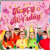 Qpout Preppy Happy Birthday Backdrop Pink Preppy Birthday Banner Hot Pink Birthday Photography Background for Girls Women Preppy Party Decorations Hot Pink Birthday Decorations