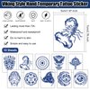 CUTELIILI 10 Pcs Aztec and Viking Style Temporary Tattoo for Men, Tribal Totem Tattoo Sticker Fake Tattoos for the Back of Hands and Forearms, Cool Bule Half Sleeve Temporary Tattoo