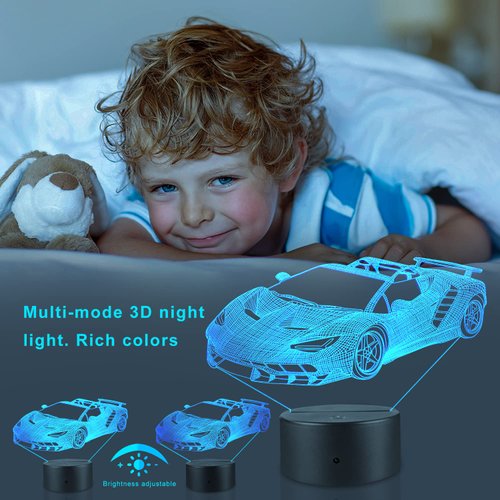 FlyonSea Race Car Gifts,Car Lamp Car Party Supplies 7 Color Changing Nightlight with Touch and Remote Control（Timer,Car Light Birthday Christmas Gift