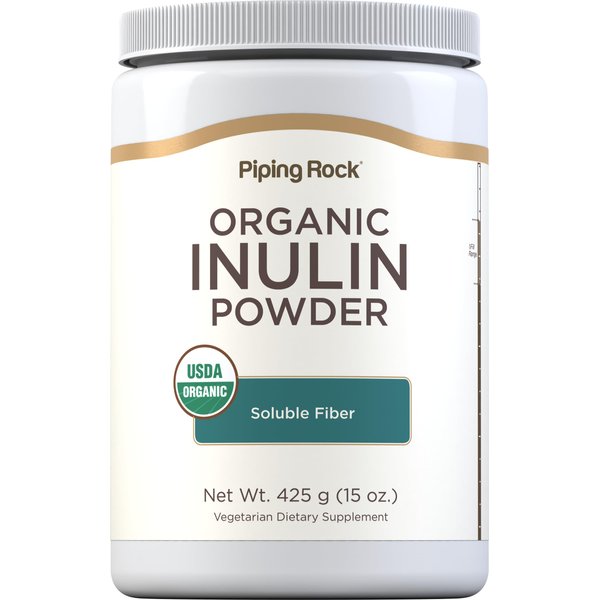 Piping Rock Organic Inulin Powder | 15 oz | Soluble Fiber Supplement | FOS Powder | Vegetarian, Non-GMO, Gluten Free
