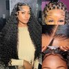 PerisModa Wear and Go Glueless Wigs Human Hair Pre Plucked Pre Cut Full 13x4 HD Lace Frontal Wigs Human Hair 14A Deep Curly Wave Lace Front Wigs Human Hair for Women Bleached Knots 180 Density 24 Inch