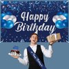 Trgowaul Happy Birthday Decorations for Men Women, 22 PCS Blue Birthday Set, Navy Blue Birthday Banner Backdrop, Honeycomb Balls&Hanging Swirl, Birthday Party Decorations Supplies for Boys Girls