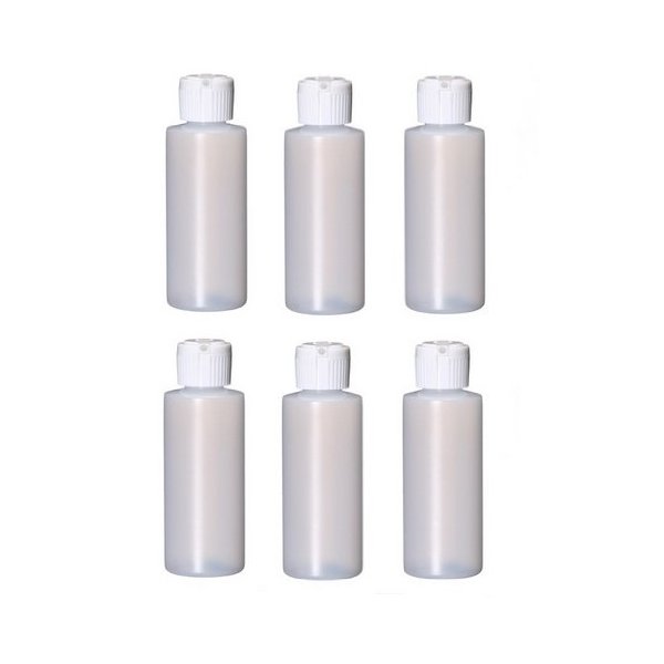 2oz Travel Size Plastic Empty Bottles/Containers With Flip Cap - Set of 6 - 2 Ounce