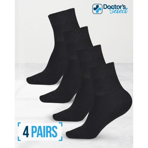 Doctor's Select Diabetic Socks for Women & Men (4 Pairs) | Ankle Black Socks Woman | Non Binding Moisture Wicking Womens Diabetic Socks Size 9-11