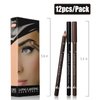 Dark Brown Eyebrow Pencils Set, 12PCS Waterproof Eye Liner Pencils，Long-lasting Dark Brown Eyeliner Pencil Set, Easy to Color Eye Brow Pencils for Women Eye Makeup Pencil
