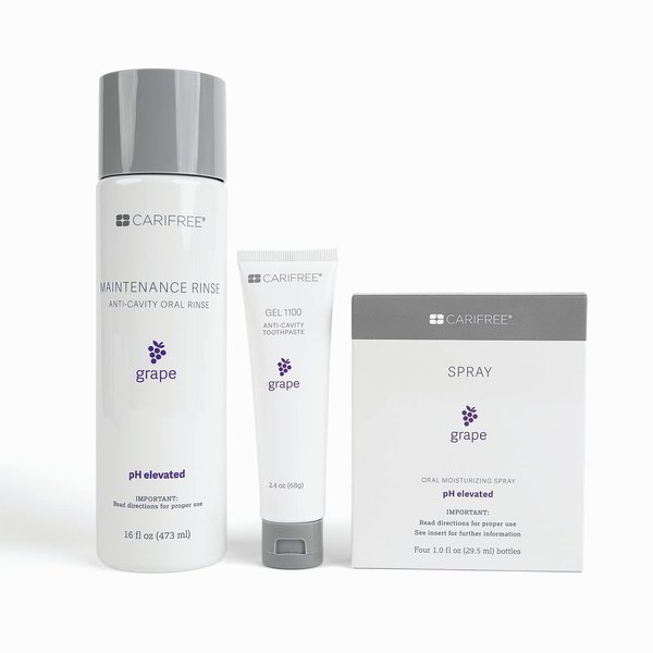 CariFree Maintenance & Prevention Starter Kit, Grape | Anti-Cavity Fluoride Toothpaste & Mouthwash Freshens Breath and Moistens Mouth | Dentist Recommended for Oral Care (Grape, 3 Piece Set)