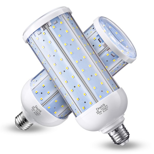 DooVii 2-Pack 500W Equivalent LED Corn Bulb,5500 Lumen 6000K,Cool Daylight LED Street and Area Light,E26/E27 Medium Base,for Outdoor Indoor Garage Warehouse High Bay Barn Backyard and More
