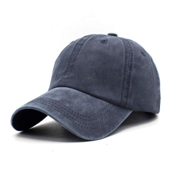 Unisex Vintage Washed Distressed Baseball Cap Twill Adjustable Dad Hat, H-navy, One Size