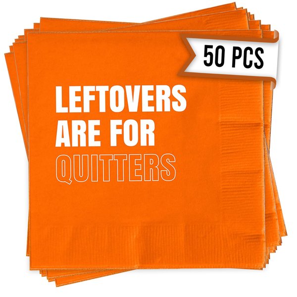 Leftovers Are For Quitters Thanksgiving Napkins - Set of 50 3 Ply 5" x 5" Give Thanks Table Decor, Cocktail Thanksgiving Napkins, Perfect Disposable Thanksgiving Napkins, Friendsgiving Napkins