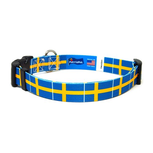 Sweden Dog Collar | Sweden Flag | Quick-release Buckle | Made in NJ, USA | for Small Dogs