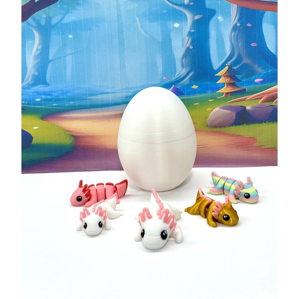 3D Printed Articulated Mini Axolotl with Egg, 5 pcs Fidget Mini Axolotl Toy, Executive Desk Toy, Home Decor MA001-5X