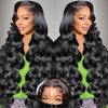 Slinsmei 13x6 Lace Front Wigs Body Wave Synthetic Hair Pre Plucked Heat Resistant Glueless Wigs for Women