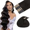 MAXITA Tape in Hair Extensions Human Hair Dark Brown 18 Inch 50g 20pcs Remy Human Hair Extensions Straight Seamless Real Hair Extensions Tape in Skin Weft Hair Extensions for Women