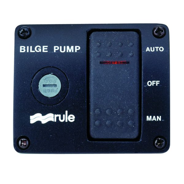 Rule 43 Marine Deluxe Plastic Rocker Panel Switch (12-Volt) , Black, 2-7/8" W x 2-3/8" H