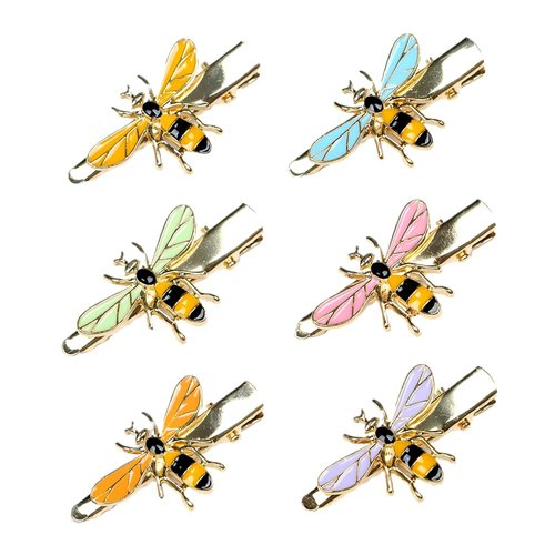 YTRUOYI Bee Hair Accessories: 6 Cute Alligator Clips, Hair Grips, and Side Clips in Random Colors - Versatile Metal Hair Clips for All Hair Types and Styles