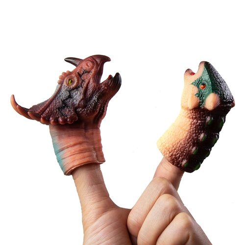 Dinosaur Finger Puppets Toys,Soft Rubber Bath Animal Head Finger Toys, Dinosaur Pinata Stuffers, Dinosaur Birthday Party Supplies Favors Decorations for Kids Toddlers Boys Girls (DinosaurPuppet_KB10)