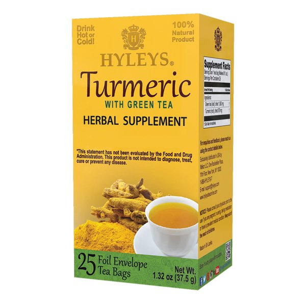 Hyleys Turmeric & Green Tea - Natural Antioxidant Herbal Tea - 25 Tea Bags