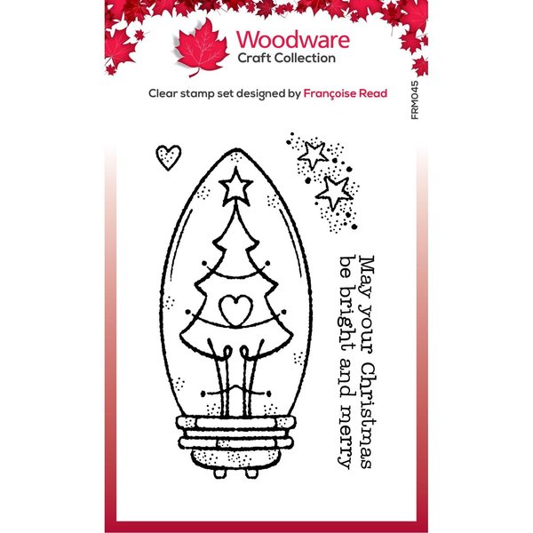 Woodware Francoise Collection-Tree Light Bulb-Stamp, 3 x 4 inches, Transparent