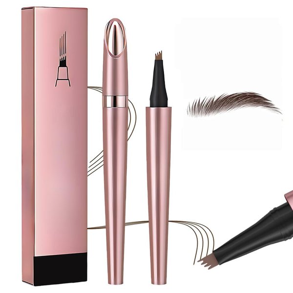 Eyebrow Tattoo Pencil, 2024 New Magic Eyebrow Pencil,4 Fork Tip 3D Microblading Waterproof Eyebrow Pencil, Natural Makeup Fine Stroke Magic Eyebrow Pencil with 4 Micro-Fork Tip for women (dark brown)