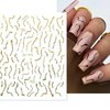 9 Sheet Gold Line Nail Art Stickers 3D Self-Adhesive Metal Nail Decal Laser Gold Flower Leaf Butterfly Flame Design Nail Art Supplies for Women Acrylic Nail Decorations Accessories