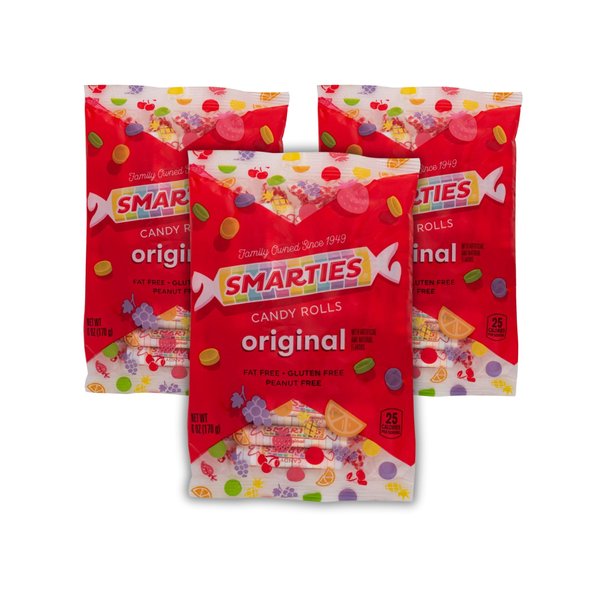 Smarties Candy Bulk Rolls Gluten Free & Vegan Assorted Flavor Treats | Peanut Free Delicious Snacking Bulk Candy Individually Wrapped - 6 oz Pack of 3