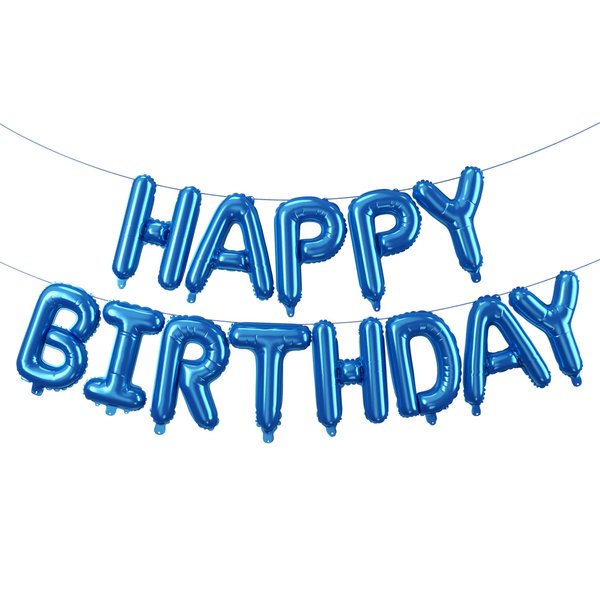 Royal Blue Happy Birthday Balloons Banner,16 Inch 3D Aluminum Foil,Inflatable Reusable Hanging Party Decor,for Women,Men,Kids Boys & Girls Birthday Decorations Party Supplies