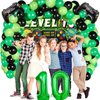 Vlipoeasn 90PCS 10th Birthday Video Game Party Decorations for Boys Set Green 10th Birthday Supplies -10th Video Game Backdrop, Balloons, Tablecloth, Gamer and 10 Foil Balloons for 10th Birthday Party