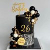 48Pcs Balls Cake Toppers Man Cake Decorations with Black Gold White Balls Acrylic Numbers 0-9 and Happy Birthday Cake Insert Toppers for Men Boy Black Theme Birthday Wedding Anniversary Party Supplies