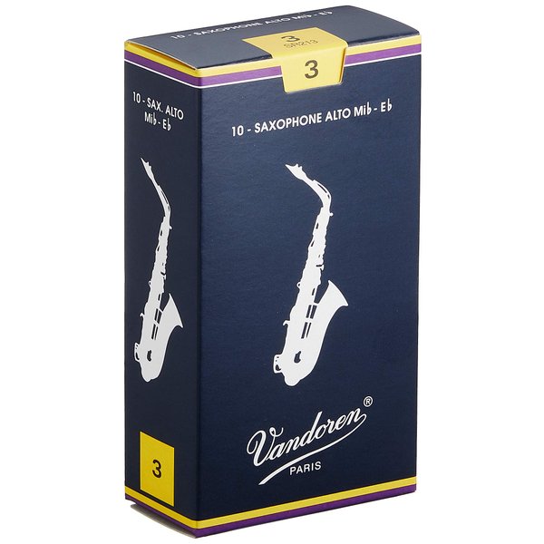 Vandoren SR213 Alto Sax Traditional Reeds Strength 3; Box of 10