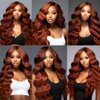 Copper Red Body Wave Bundles Human Hair Color 33 Bundles Human Hair Reddish Borwn Body Wave Bundles Double Weft Brazilian Human Hair Bundles Silky and Soft for Black Women 8 10 12 Inch