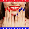 XEAOHESY 224 Pieces 16 Sheets 4th of July Nail Polish Strips for Women Independence Day Nail Wraps Self-Adhesive Red Blue Solid Color Nail Strips Nail Polish Stickers for Memorial Day
