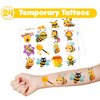 INKSOMOBA 36PCS Bee Party Favors 24 Tattoos Sticker 12 Stamp Set - Ideal Honey Bee Themed Birthday Card Decorations Supplies Goodie Bag Cute Rewards for Boys Girls Classroom Gifts Baby Shower Prizes