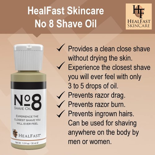 Heal Fast No 8 Shaving Oil | Best Pre Shave Oil For Men with Pure Aromatic Essential Oils to Soften Hair and Cleanse the Pores | Prevent Razor Drag, Razor Burn & ingrown Hair by HealFast | 1 oz