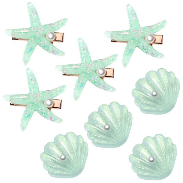 8 Pieces Starfish Hair Clip Shell Pearl Hair Barrettes Resin Mermaid Hair Accessories for Women and Girls Beach Wedding Party