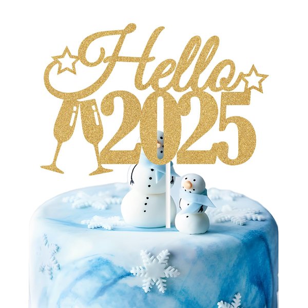 Hello 2025 Cake Topper, Goodbye 2024 Hello 2025, Cheers to 2025, Happy New Year Party Decorations Supplies