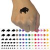 American Bison Buffalo Silhouette Temporary Tattoo Water Resistant Fake Body Art Set Collection - Dark Green (One Sheet)